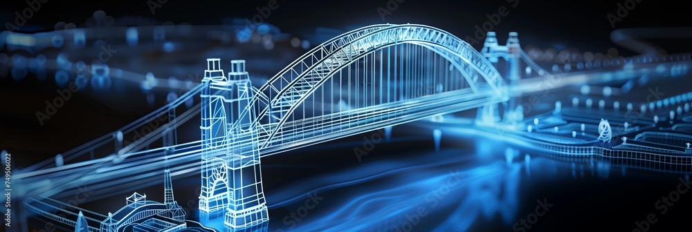 Aufkleber vision of architecture of a 3d model bridge project
