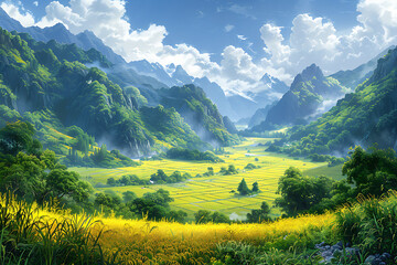 Rice fields on terraced