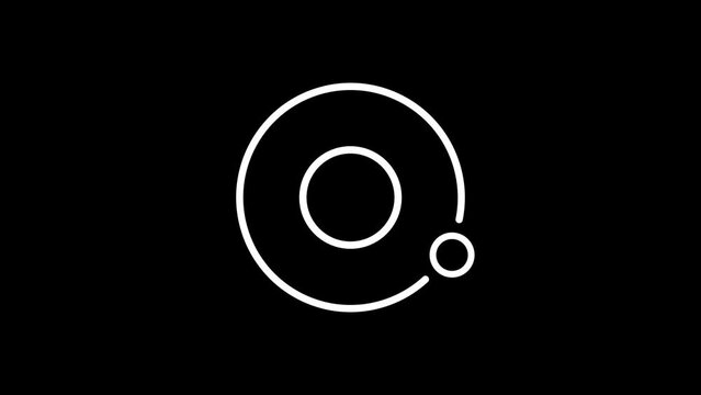 Animated stellite linear icon. Rotating around globe. Earth and moon orbiting model