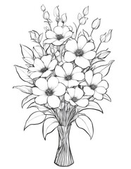 Spring Bouquet: Coloring Page of Flowers in a Vase