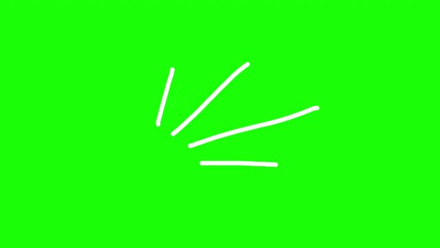 Explosive white lines, sparks, fireworks, green background