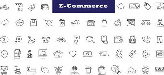 Business and management line icons set.