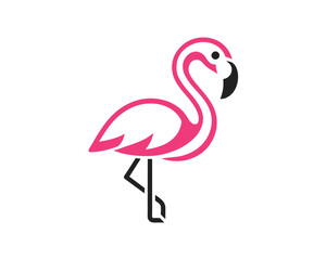 flamingo logo with pink color, animal art logo design illustration flamingo logo, vector template © arinda_BJ