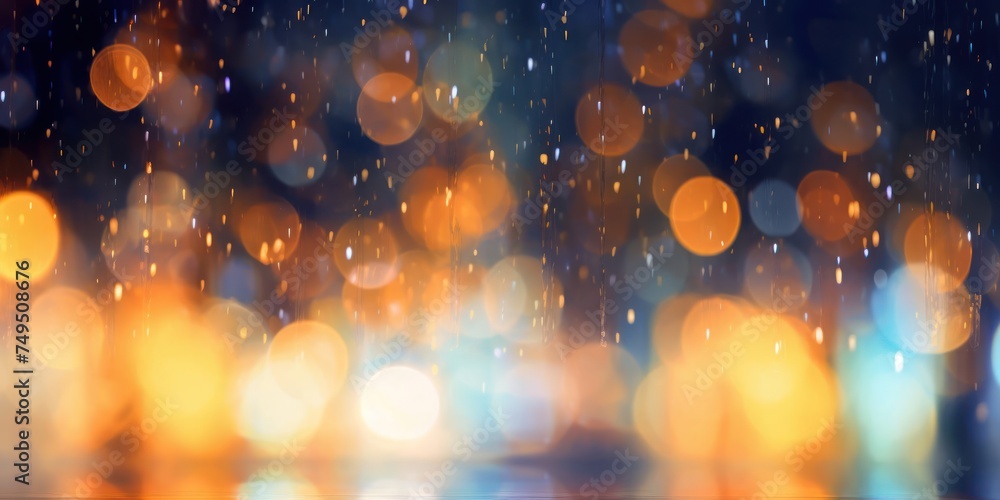 Poster blurry rain falling on window generative ai