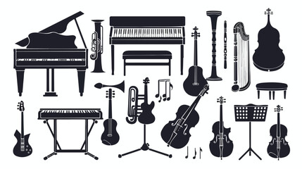 Fototapeta premium Musical instrument silhouette isolated vector illustration