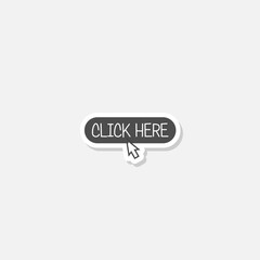  Click here button sticker isolated on gray background