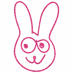 Rabbit muzzle drawing pink th holiday decoration.