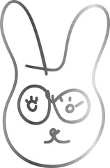 Rabbit muzzle drawing gray holiday decoration.