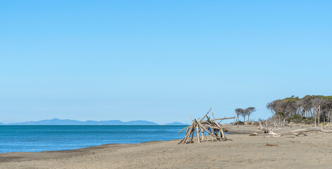 views of the beach inside the Parco dell'Uccellina, Grosseto, Tuscany, Italy