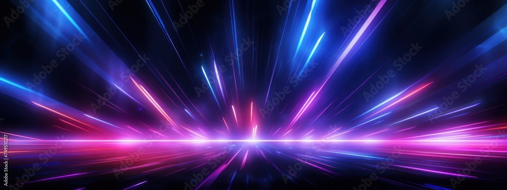Aufkleber dark background illuminated by bright lights and lines generative ai
