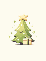 Naklejka na ściany i meble Christmas Tree Vector: The Holiday Spirit Is Upon Us This X-Mas! Merry Celebrations! Santa Claus