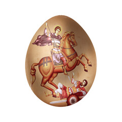 St Demetrius of Salonica. Easter egg in Byzantine style. Christian illustration on white background