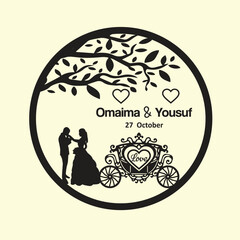 Wedding frame laser engraving  design