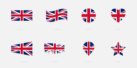 Britain flag. Flag icon set of United Kingdom. Collection of UK flag.
