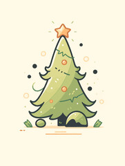 Naklejka premium Christmas Tree Vector: The Holiday Spirit Is Upon Us This X-Mas! Merry Celebrations! Santa Claus