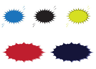 Different shades of color starburst, labels, stickers, sunburst badges set design.