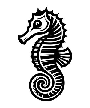 Silhouette of seahorse, vector illustration.