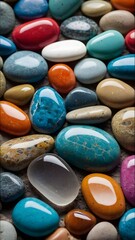 Obraz na płótnie Canvas 4K ,colorful stones background, colored beach stones background, small stones wallpaper, colorful pebble background with high quality photo