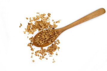 Buckwheat flakes isolated on white background. Healthy buckwheat flakes. Healthy food.