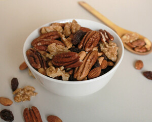 Bowl of nuts and dried fruit 