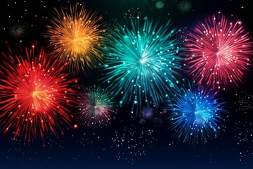 Naklejka premium Colorful Fireworks Display Lighting Up the Night Sky During a Festive Celebration