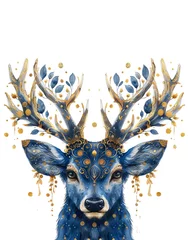 Poster Watercolor mandala deer on white background © Watercolor art