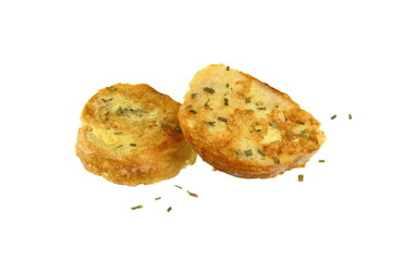 Cheesy Garlic Bread isolated on white background 