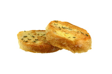 Cheesy Garlic Bread isolated on white background 