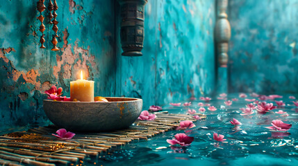 Spa Harmony: Aromatherapy and Flowers, Wellness Concept in Serene Environment - obrazy, fototapety, plakaty