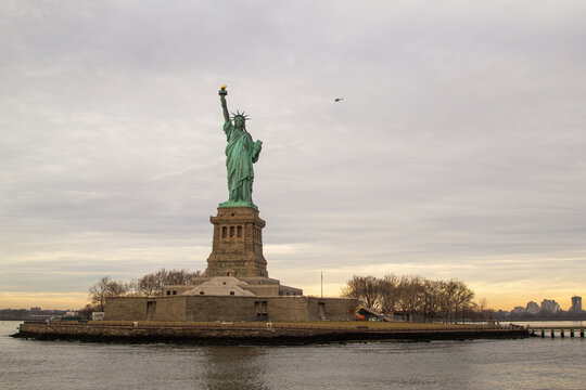 Liberty statue at the afternoon