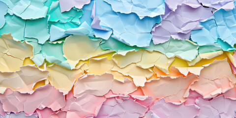 Torn colorful paper in pastel colors background