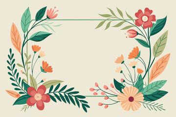 frame with flowers. Vector cartoon illustration