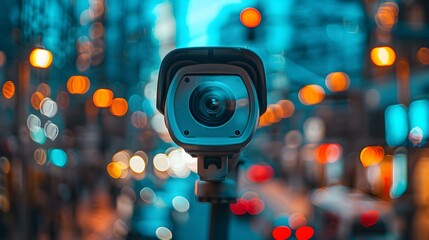 Urban surveillance system using CCTV cameras for security monitoring and face recognition. Concept Urban Surveillance, CCTV Cameras, Security Monitoring, Face Recognition, Public Safety