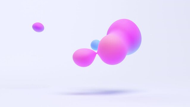Abstract 3d render, animation of colorful liquid bubbles, 4k seamless looped video