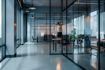 glass partitions in an office - 749518838