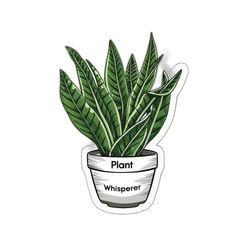 Aesthetic leaf sticker titled 'Plant Whisperer', representing growth and care.