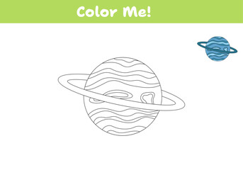 Color Neptune. Coloring book page for children. Vector illustration. © Tetiana