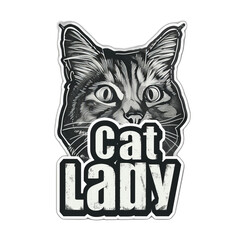 'Cat Lady' sticker with a cozy cat graphic, ideal for adding a touch of feline flair.