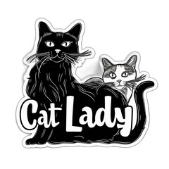 Lifestyle 'Cat Lady' sticker, representing the leisure and comfort of having a cat.