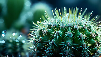 Fototapeta premium Macro photography green cactus background