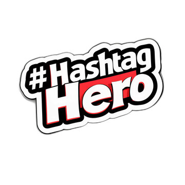 Social media advocacy captured in the bold design of the hashtag hero sticker with a standout white outline.