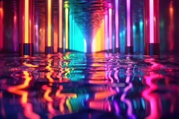 water wallpaper with colorful neon lights