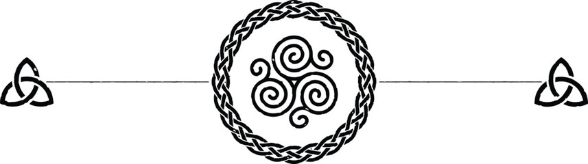 Grunge Celtic Header with Braid Ring and with Celt Triskele - obrazy, fototapety, plakaty