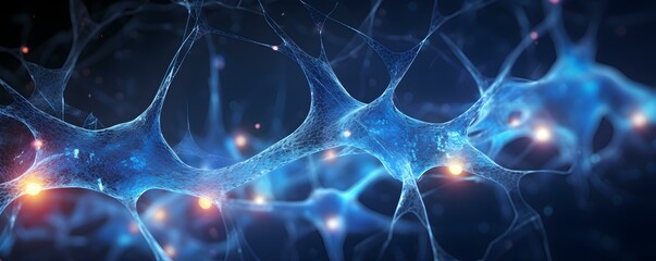 Electrifying neuronal network showcasing brains electrical activity in neuroscience and microbiology. Concept Neuronal Networks, Electrical Activity, Neuroscience, Microbiology, Brain - obrazy, fototapety, plakaty