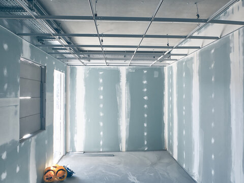 Suspended ceiling metal frame. Framework of false ceilings