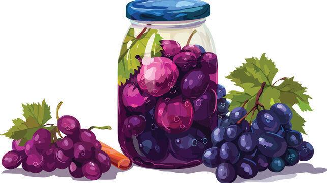 Wine jar drink with grapes fruits vector illustration