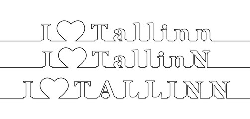 Fototapeta premium I Love Tallinn. Name of the capital of Estonia, contour line.