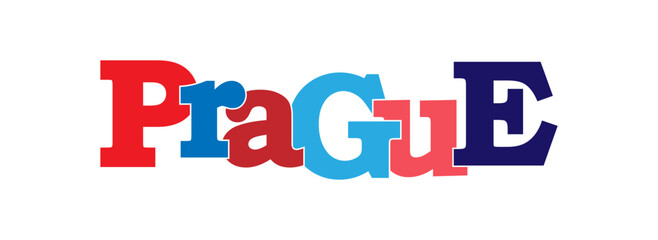 Prague. Name of the Czech capital, colors of the national flag,