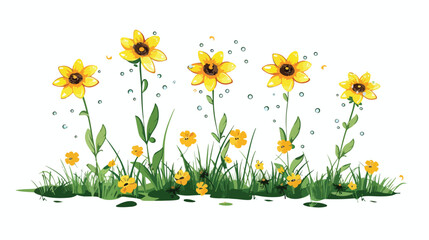 Yellow flowers in sprinkler decoration isolated