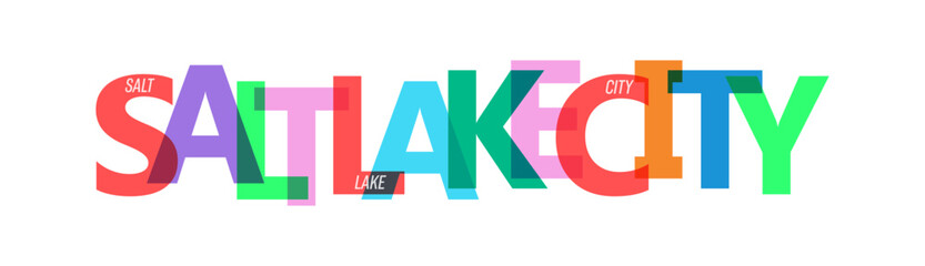 SALT LAKE CITY. Lettering on a white background. Vector design template for poster, map, banner